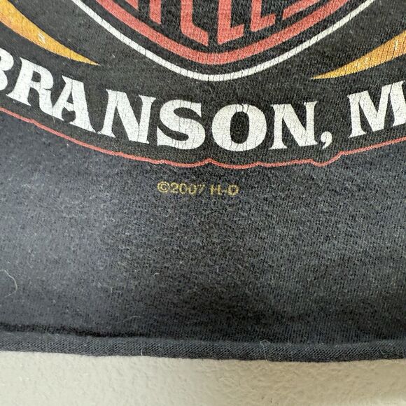 Y2K Harley Davidson Cutoff Cropped Shirt Size M Branson Girls Muscle Tee - Picture 5 of 8